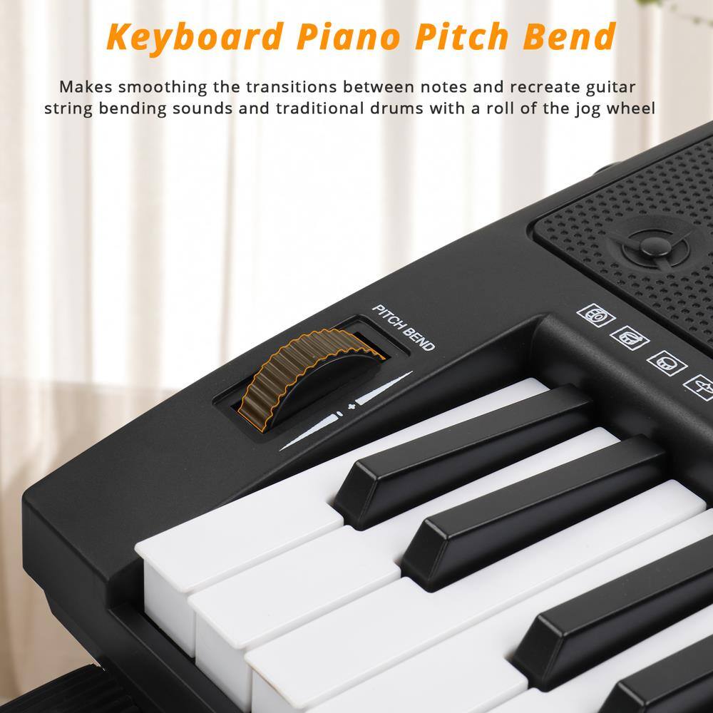 Keyboard Piano Pitch Bend

Makes smoothing the transitions between notes and recreate guitar string bending sounds and traditional drums with a roll of the jog wheel