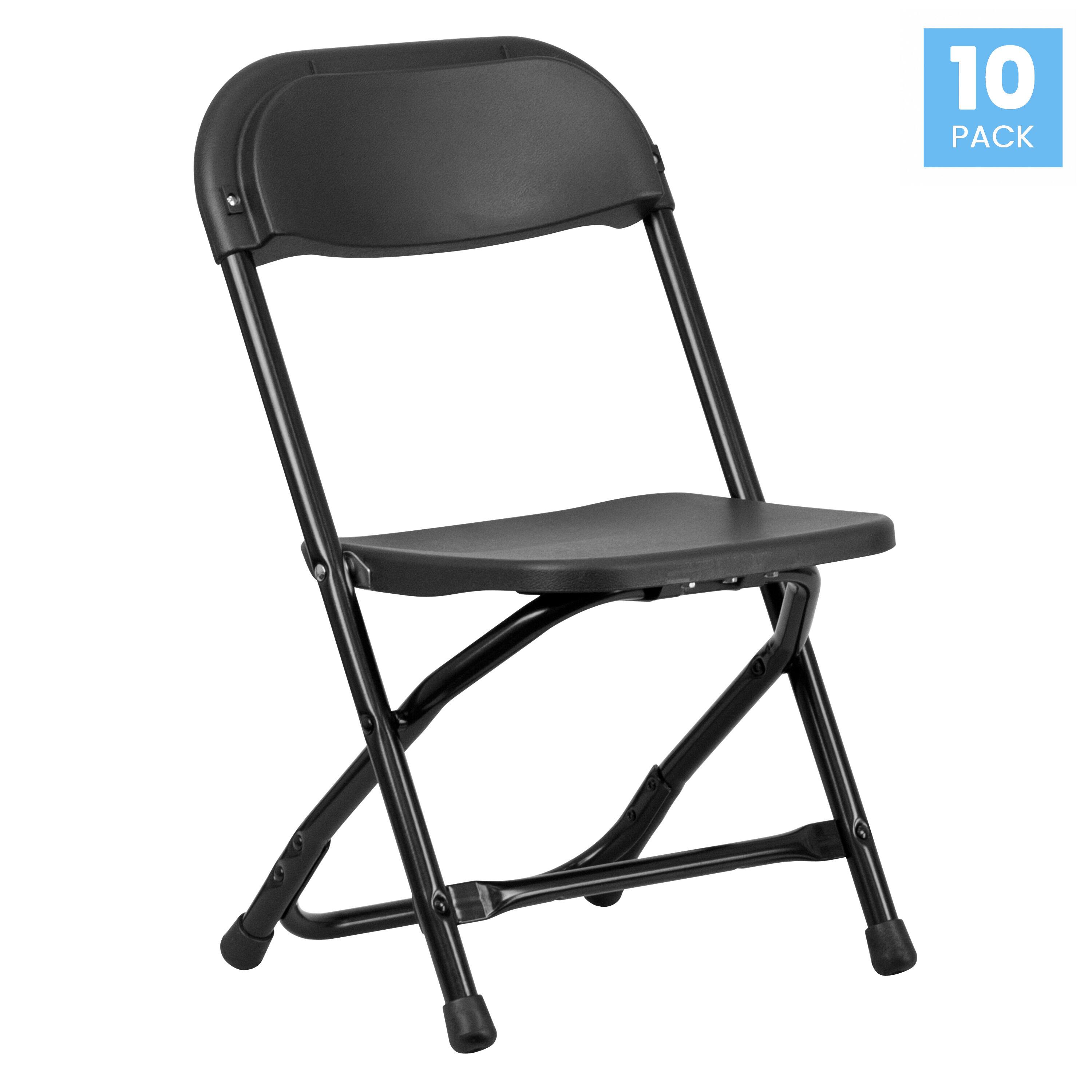 Alt View 1. Emma + Oliver - 10 Pack Kids Plastic Folding Chair Daycare Home School Furniture - Black.