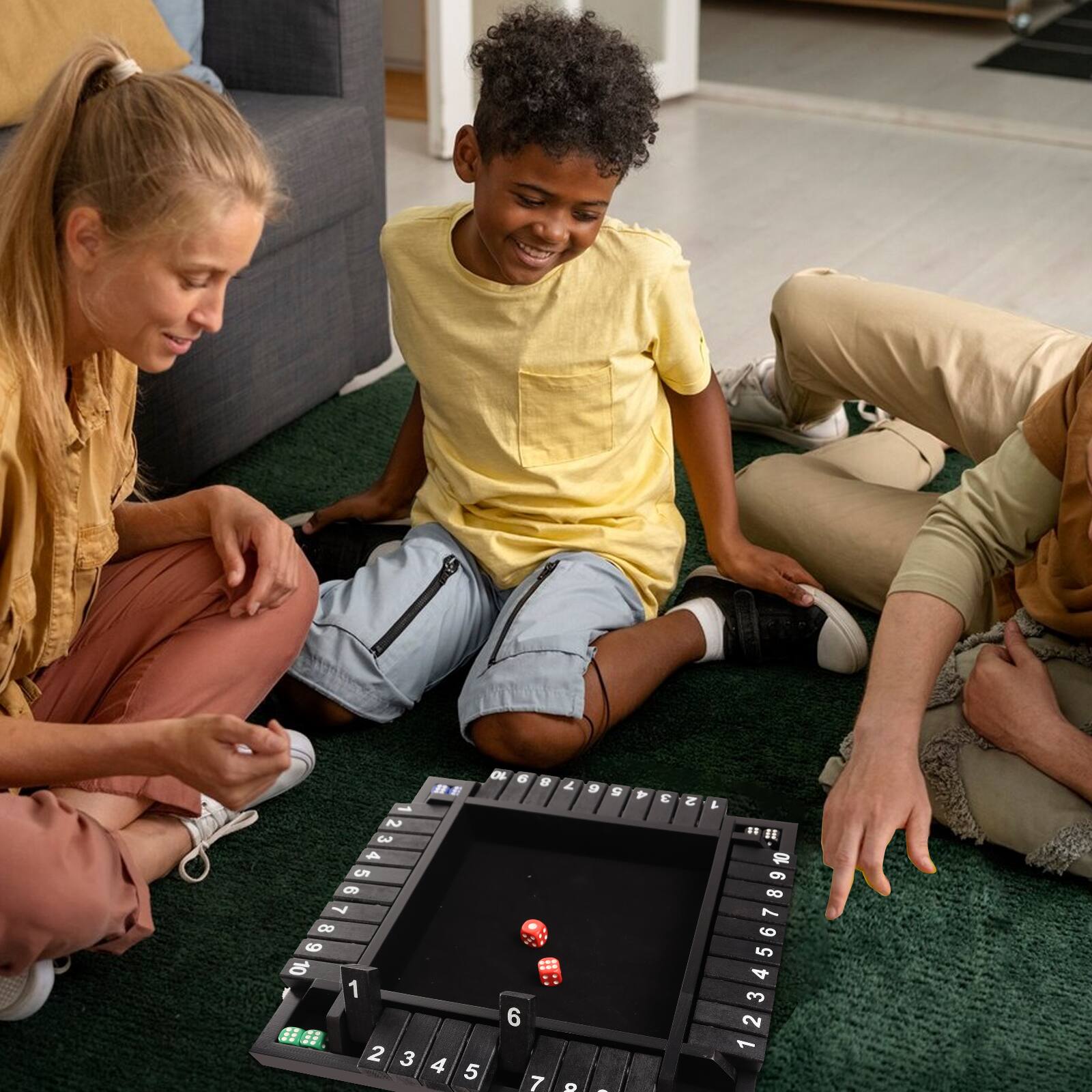 Alt View 2. GSE Games & Sports Expert - 4-Player 10 Numbers Wooden Shut The Box Dice Board Game with 8 Dice. 4-Way Shut The Box Set - Black.