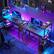 The text in the image is:
- "ASUS" (on the monitor stand)
- "ROG" (on the monitor stand)