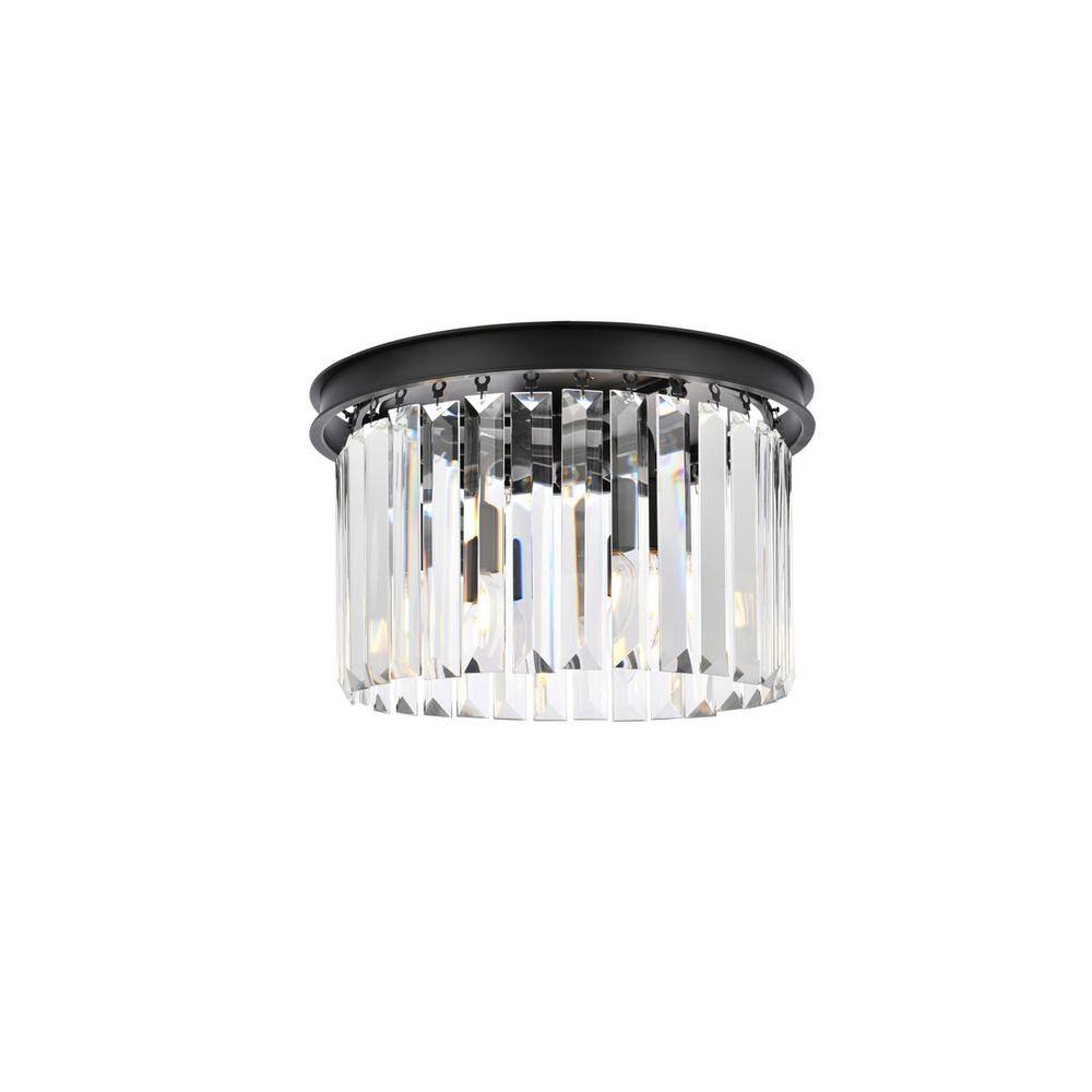 Left. Urban Classic - Sydney 3 light Matte Black Flush Mount Clear Royal Cut Crystal - Matte Black.