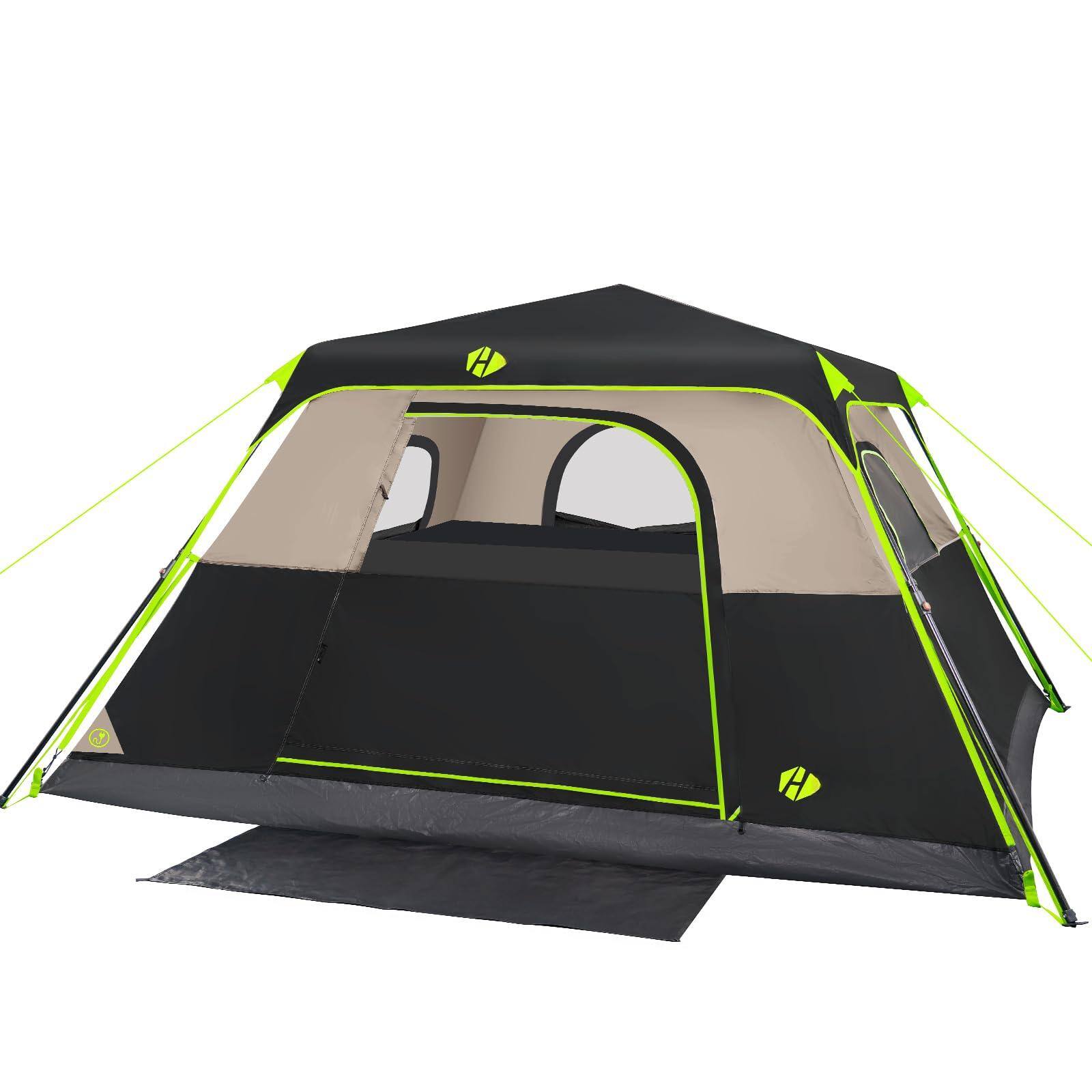 Front. Skar Audio - 4/6/8 Person Instant Tent Waterproof Pop Up Tents For Camping With Rainfly 60 Seconds Easy - Black 6 Person.