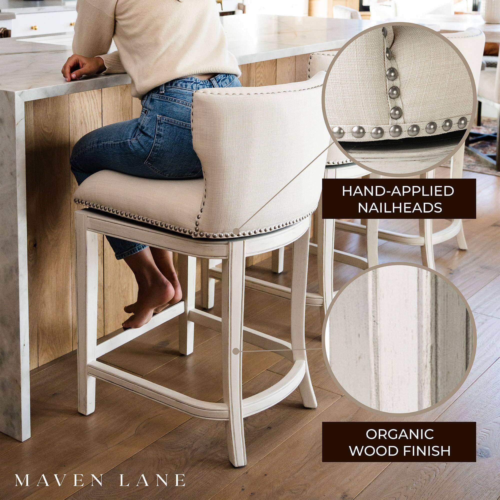 MAVEN LANE

HAND-APPLIED NAILHEADS

ORGANIC WOOD FINISH