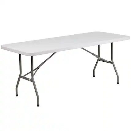 Front. Emma + Oliver - 6-Foot Plastic Folding Table - Granite White.
