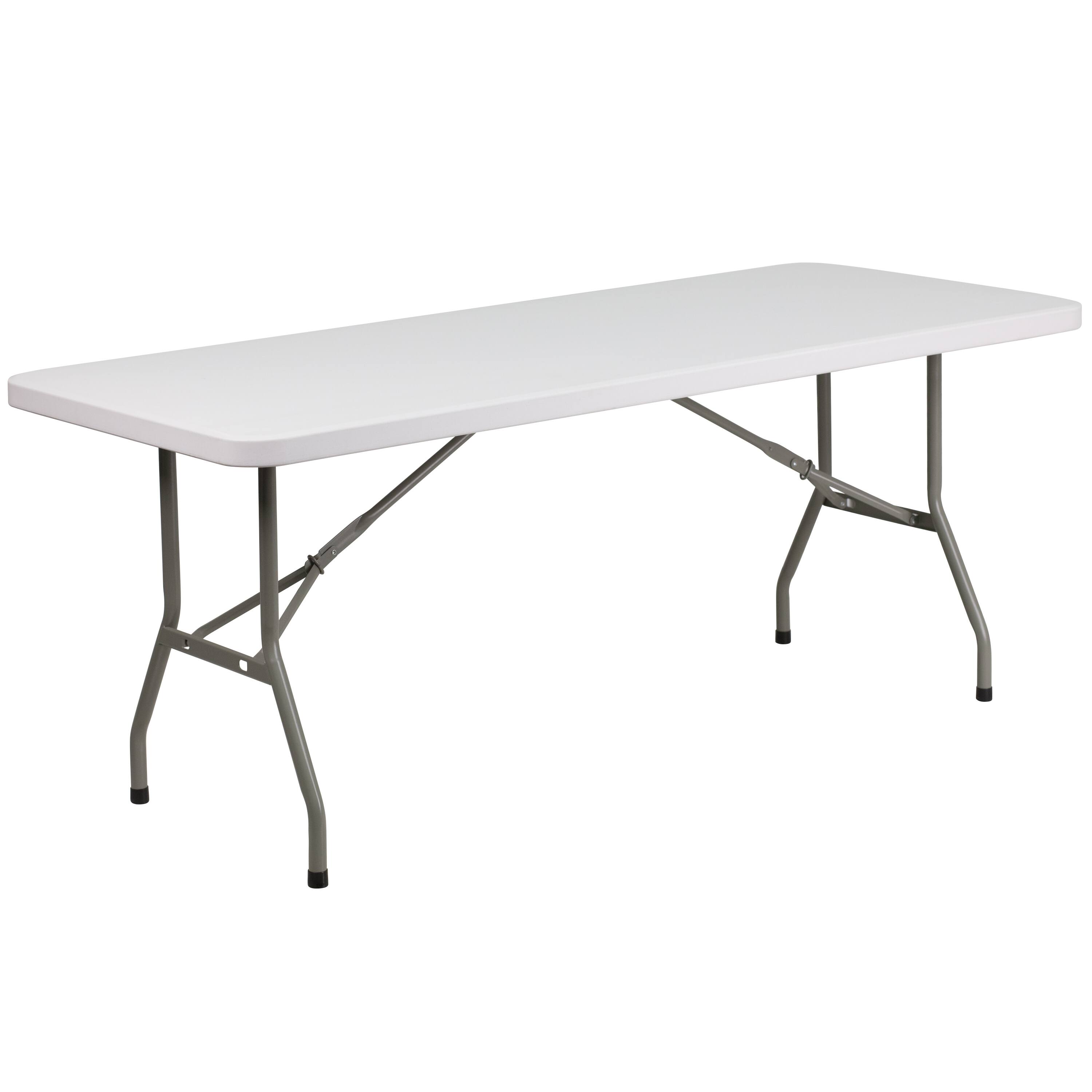 Front. Emma + Oliver - 6-Foot Plastic Folding Table - Granite White.
