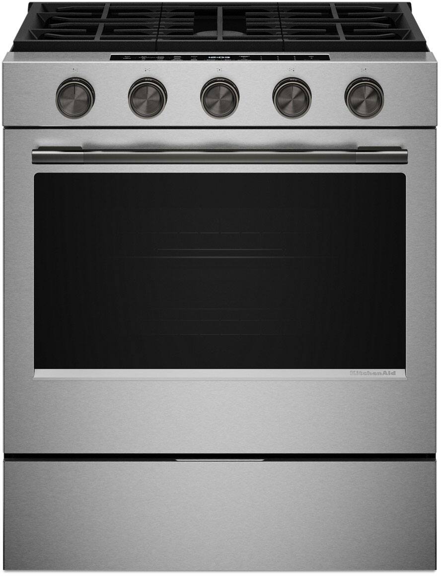 Alt View 11. KitchenAid - 5.0 Cu. Ft. Slide-In Gas True Convection Range with Self Clean, Steam Clean, and 2-in-1 Burner - Fingerprint Resistant Stainless Steel.