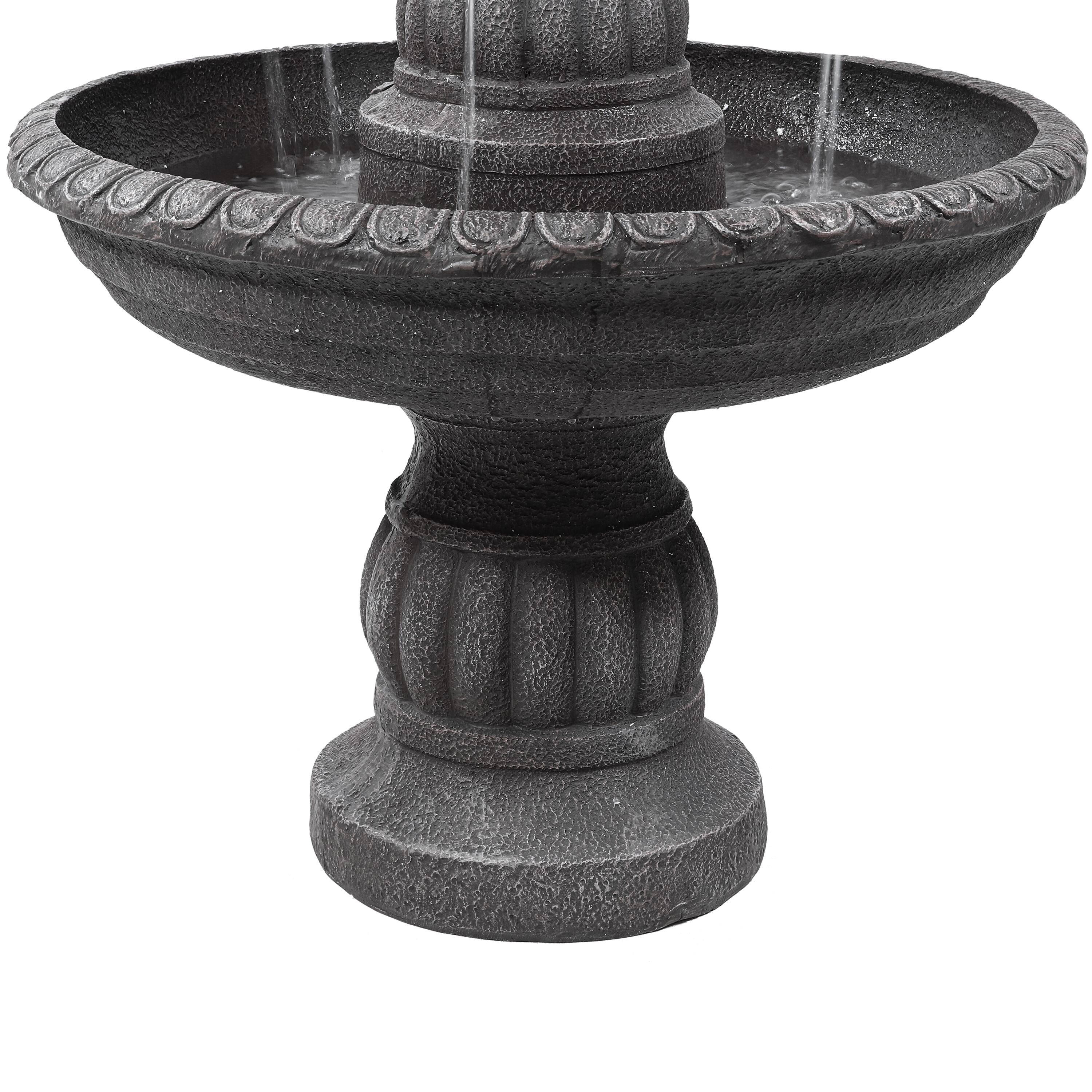 Alt View 10. Sunnydaze - Mediterranean Resin Outdoor 4-Tier Water Fountain - Light Brown.