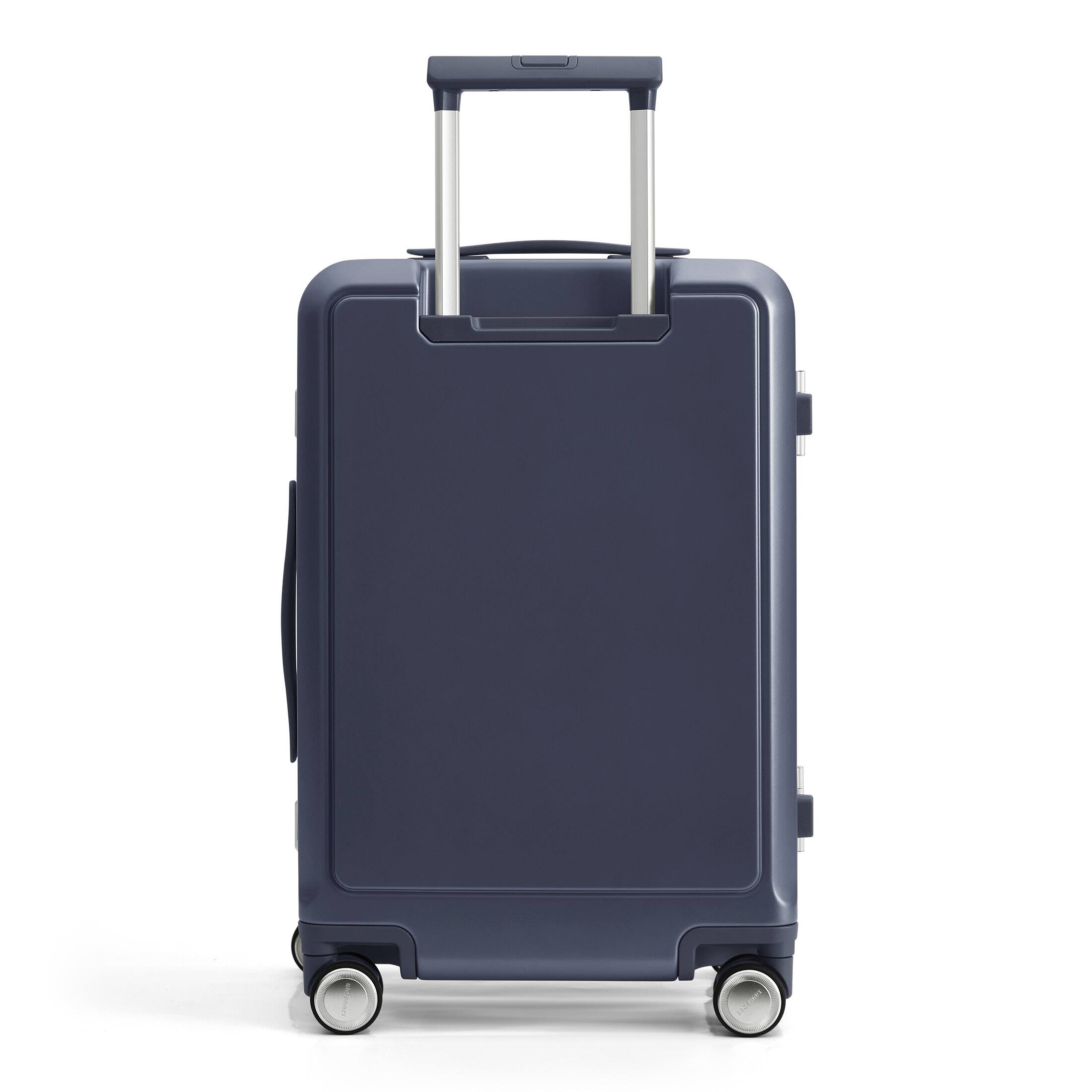 Angle. Bagsmart - Pebble 20" Carry-on Luggage, Slim Aluminum Frame Hardside Suitcase with Steel-Bearing Spinner Wheels & TSA Lock - Dark Blue.