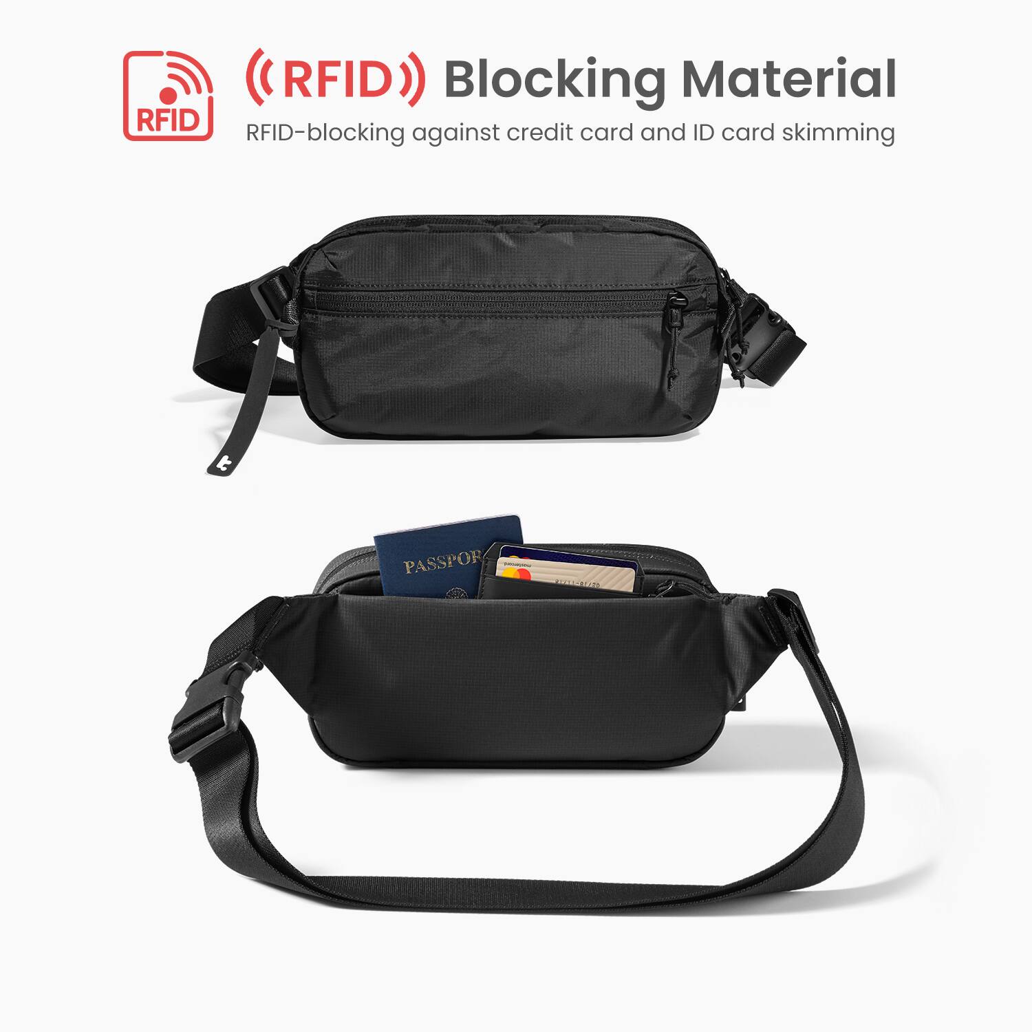 RFID Blocking Material: RFID credit card and ID card skimming protection.