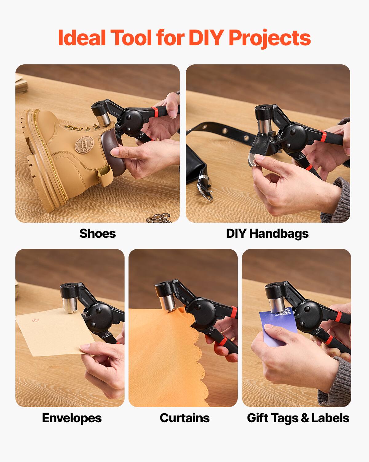 Ideal Tool for DIY Projects
Shoes
DIY Handbags
Envelopes
Curtains
Gift Tags & Labels