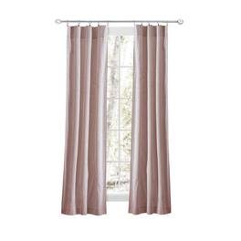 Ellis Curtain - Plaza Classic Ticking Stripe Printed on Natural Ground Tailored Panel Pair with Tiebacks 56" x 84" - Brick