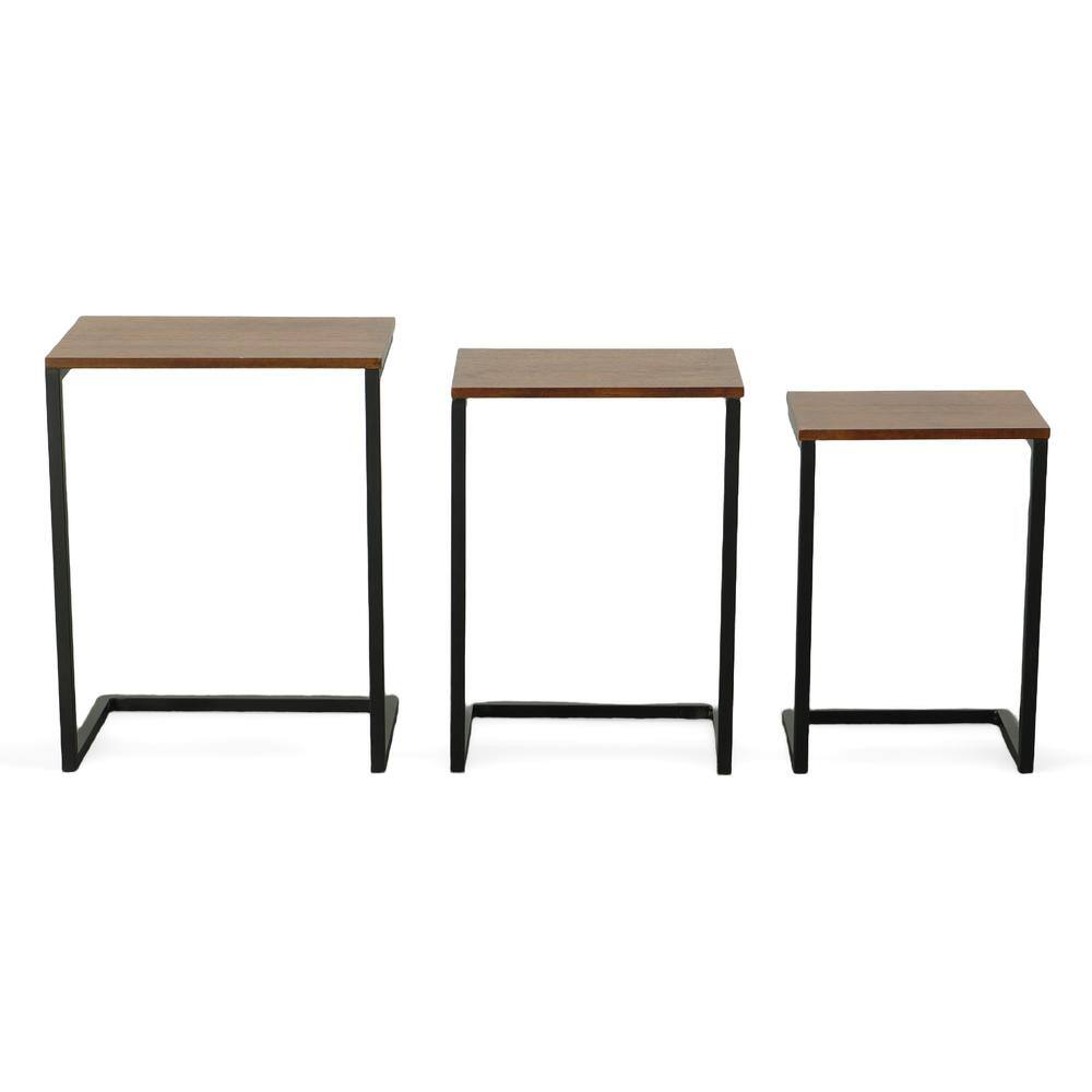 Alt View 2. Carolina Chair & Table - Addison Nesting Table Set - Chestnut Top - Black Base - Chestnut, Black.