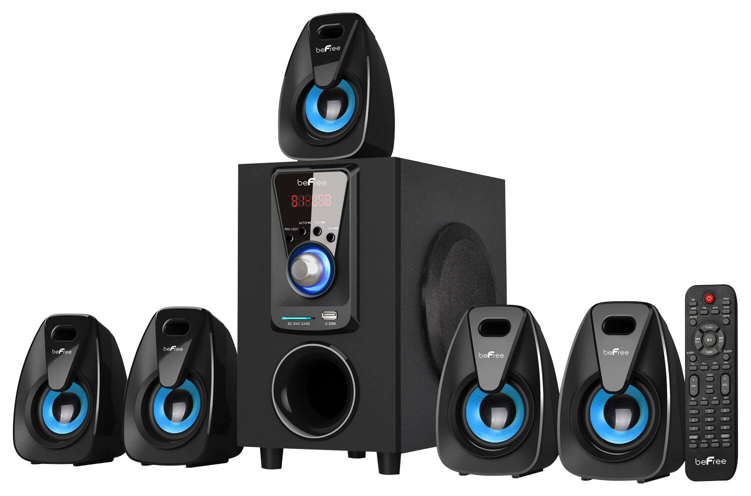 Front. beFree Sound - 5.1-Channel Speaker System - Black/Blue.