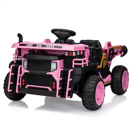 GARVEE - 24V Remote-Control Ride-On Dump Truck for Kids – 2-Seat Electric Construction Toy - Pink