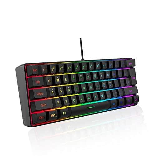 Reds Spade - 60 Wired Gaming Pudding Keycaps With Translucent Layer Rgb Ultra compact Waterproof Mini Compact For Pc mac G - Black