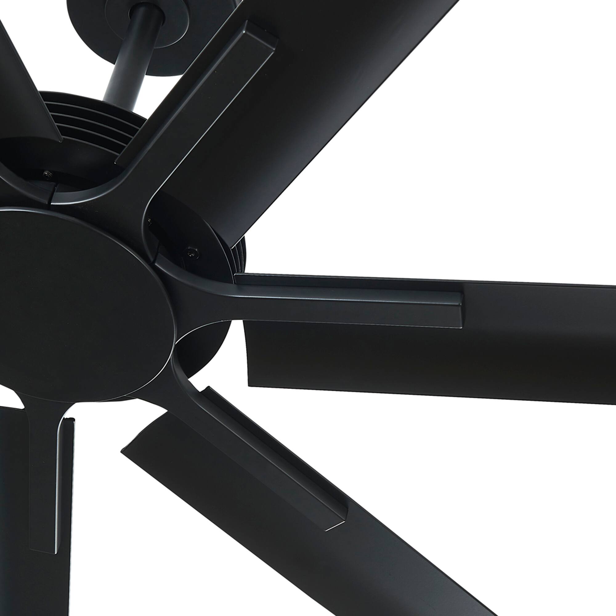 Alt View 5. Parrot Uncle - 84" Industrial Aluminum 7-Blade Black Extra Large Ceiling Fan with Remote - Matte Black.