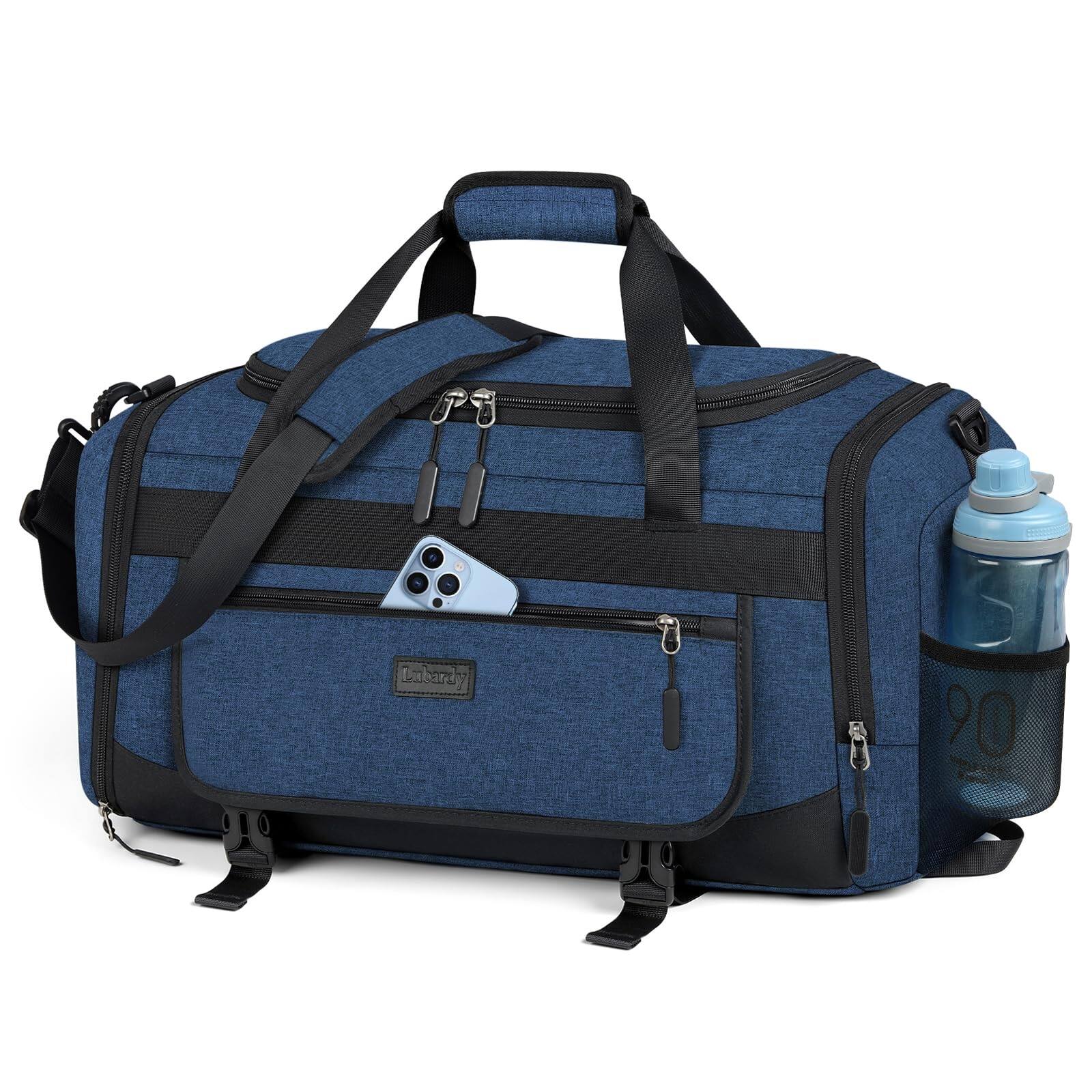Front. Pacoar Cade - Gym Bag For Men 40l Sports Duffel Bags Duffle Women With Shoe Compartment   Wet Pocket Water Resistant Travel - Blue-40L.