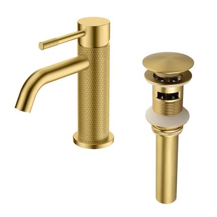Front. Boyel Living - Brushed Gold Carved Solid Brass Bathroom Faucet - Brushed Gold.