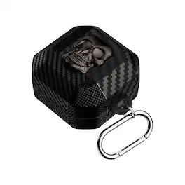 Dteck - Skull Lock For Samsung Galaxy Buds 4/ 4 Pro Shockproof Rugged Case with Keychain - Titaniumblack