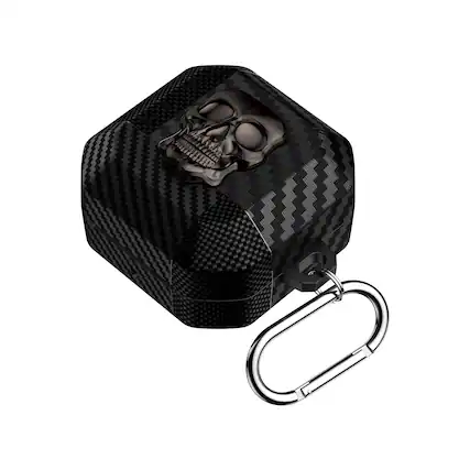 Front. Dteck - Skull Lock For Samsung Galaxy Buds 4/ 4 Pro Shockproof Rugged Case with Keychain - Titaniumblack.