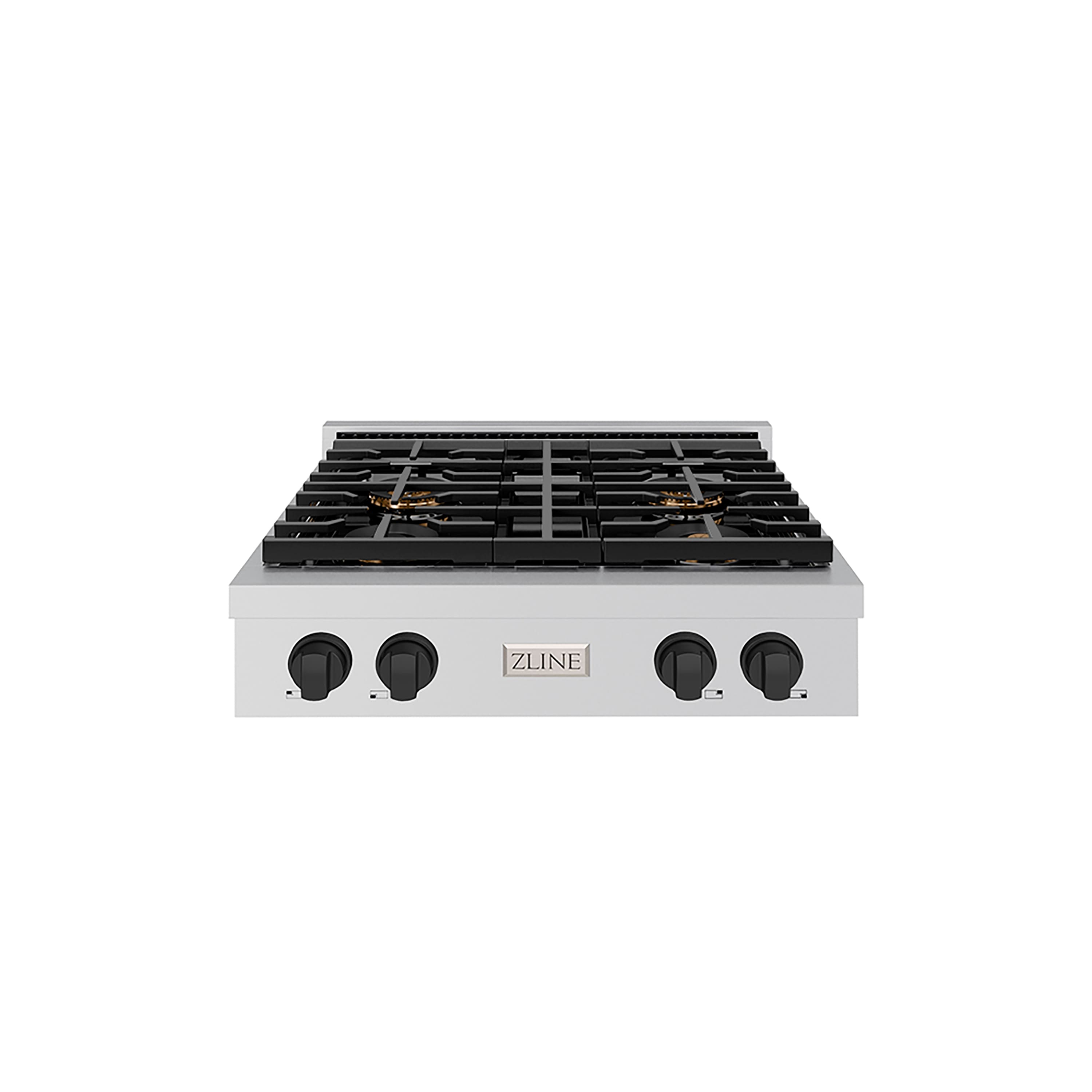 ZLINE - Autograph 30 in. Paramount Built-In Gas Cooktop with 4 DuoPro Burners and Black Accents - Stainless Steel - Front_Zoom