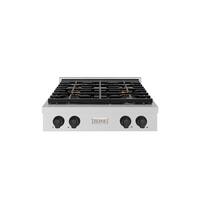 ZLINE - Autograph 30 in. Paramount Built-In Gas Cooktop with 4 DuoPro Burners and Black Accents - Stainless Steel - Front_Zoom