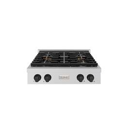 ZLINE - Autograph 30 in. Paramount Built-In Gas Cooktop with 4 DuoPro Burners and Black Accents - Stainless Steel
