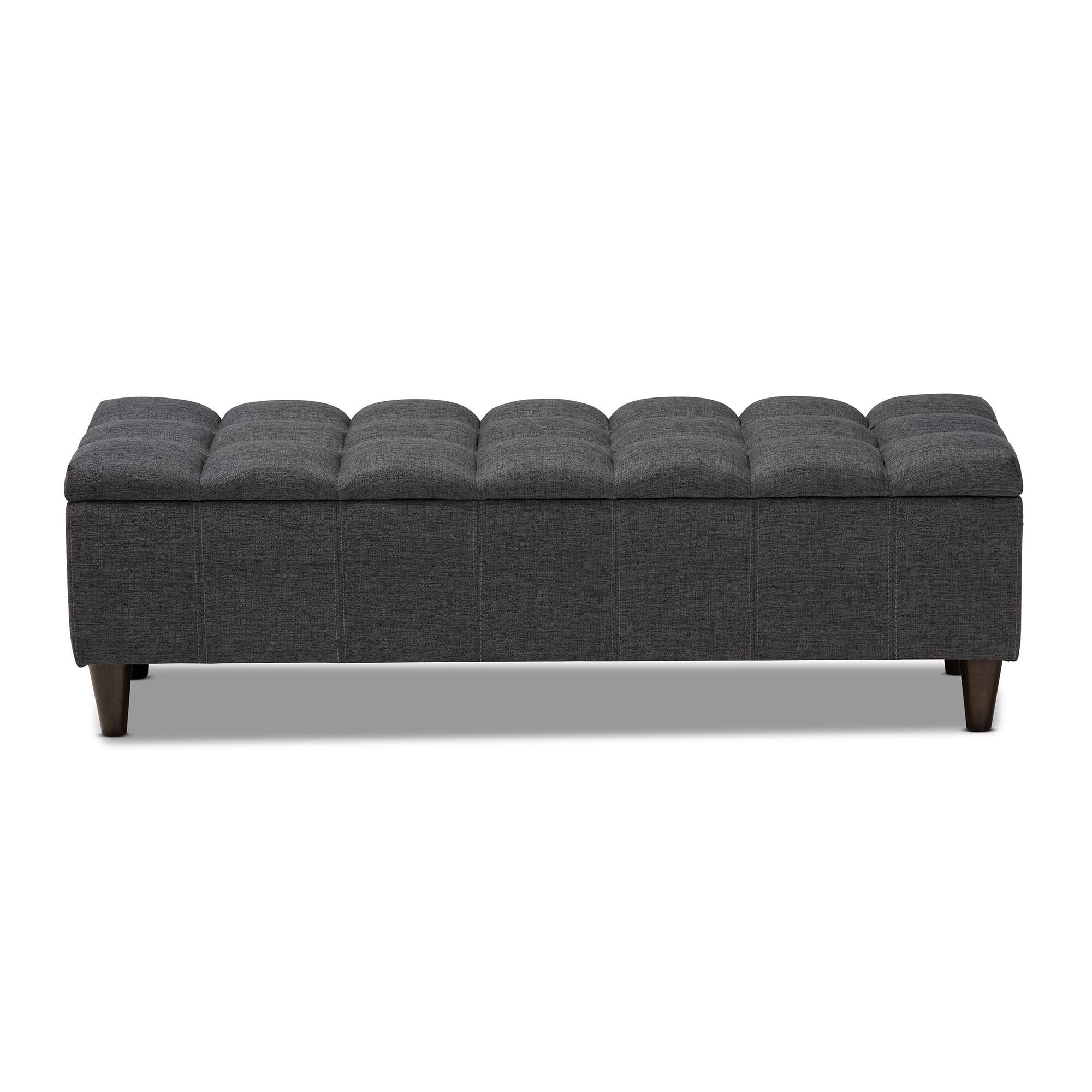 Left. Baxton Studio - Brette Mid-Century Modern Fabric Upholstered Finished Wood Storage Bench Ottoman - Charcoal.