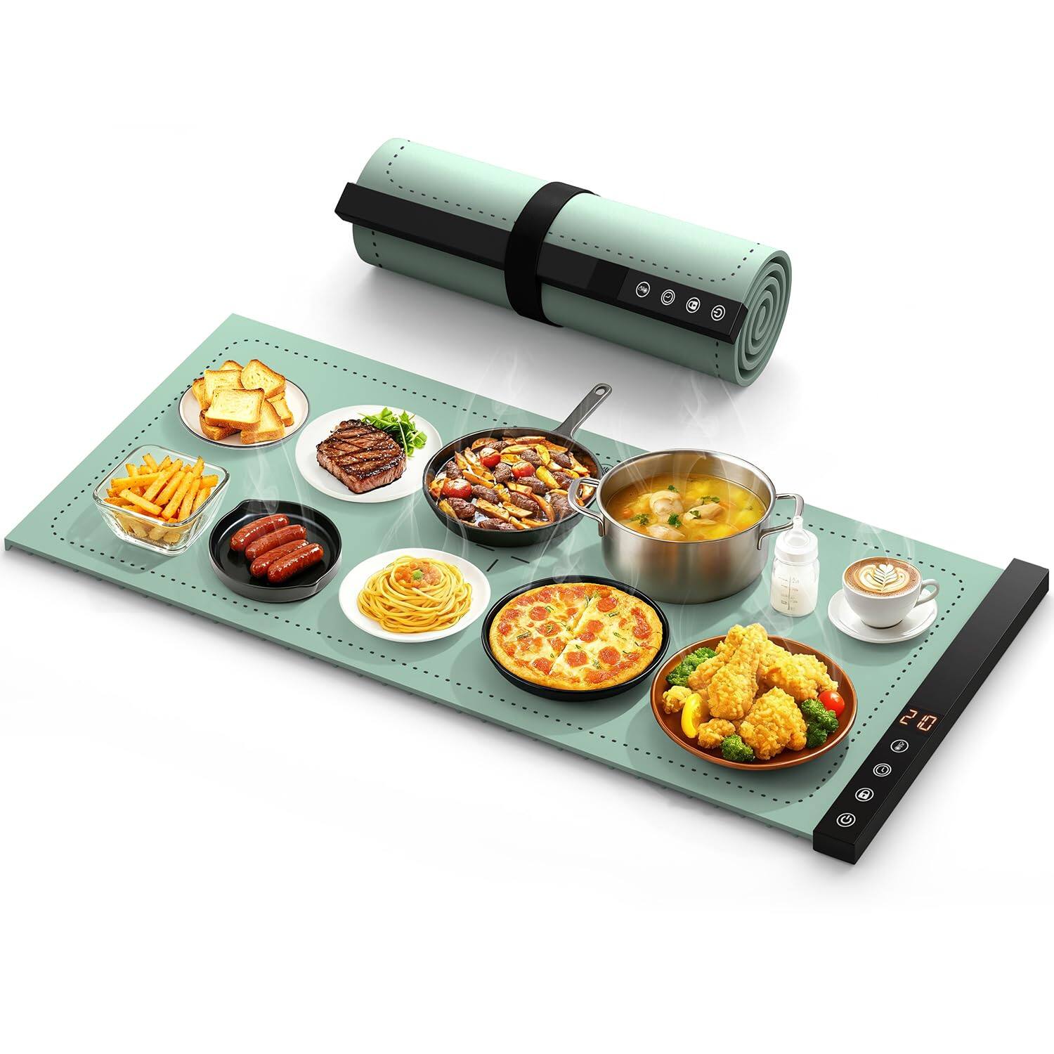 Front. PARKER SLATER - Food Warming Mat with 6 Temperature 4 Hour Heat-resistant Pad Buffet Use Tray Portable Electric - Green-xxl.