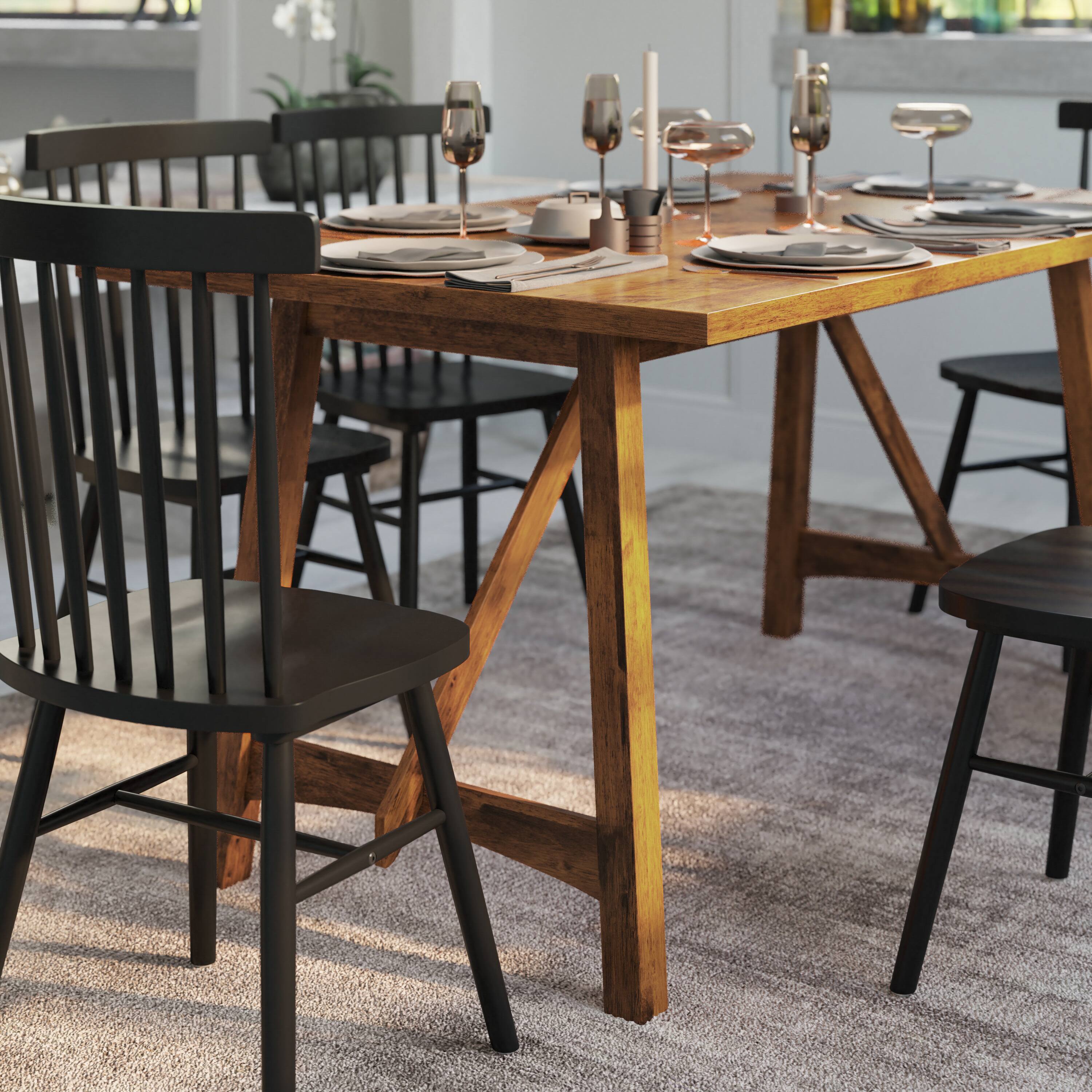 Alt View 3. Emma + Oliver - Lawson Farmhouse Wooden Trestle Base Dining Table - Light Cappuccino.