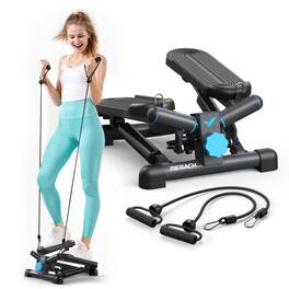 MERACH - Mini Stepper Stair Step Machine with Resistance Bands for Full Body 330LBS Capacity - Black
