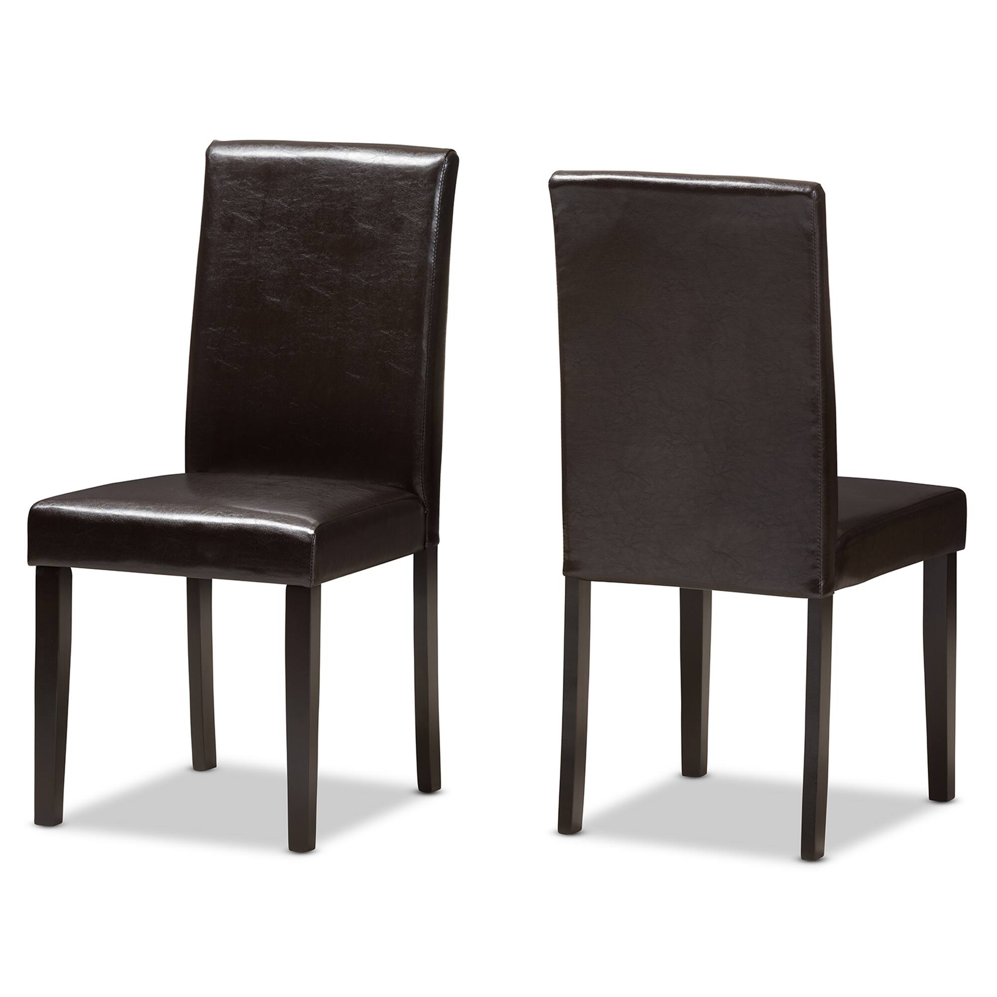 Front. Baxton Studio - Set of 2 Mia Modern and Contemporary Faux Leather Upholstered Dining Chairs - Dark Brown.