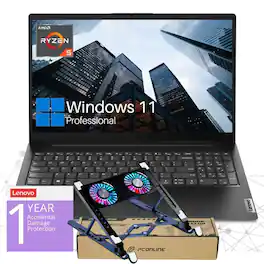 Lenovo - V15 Gen 4 15.6'' FHD Laptop - AMD Ryzen 5 5625U with 24GB Memory - 1TB Solid State Drive With PCO Laptop Cooler - Black