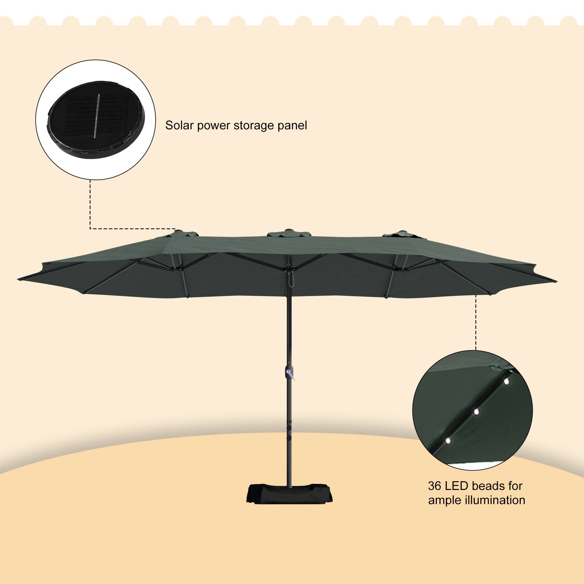 Solar power storage panel  
36 LED beads for ample illumination