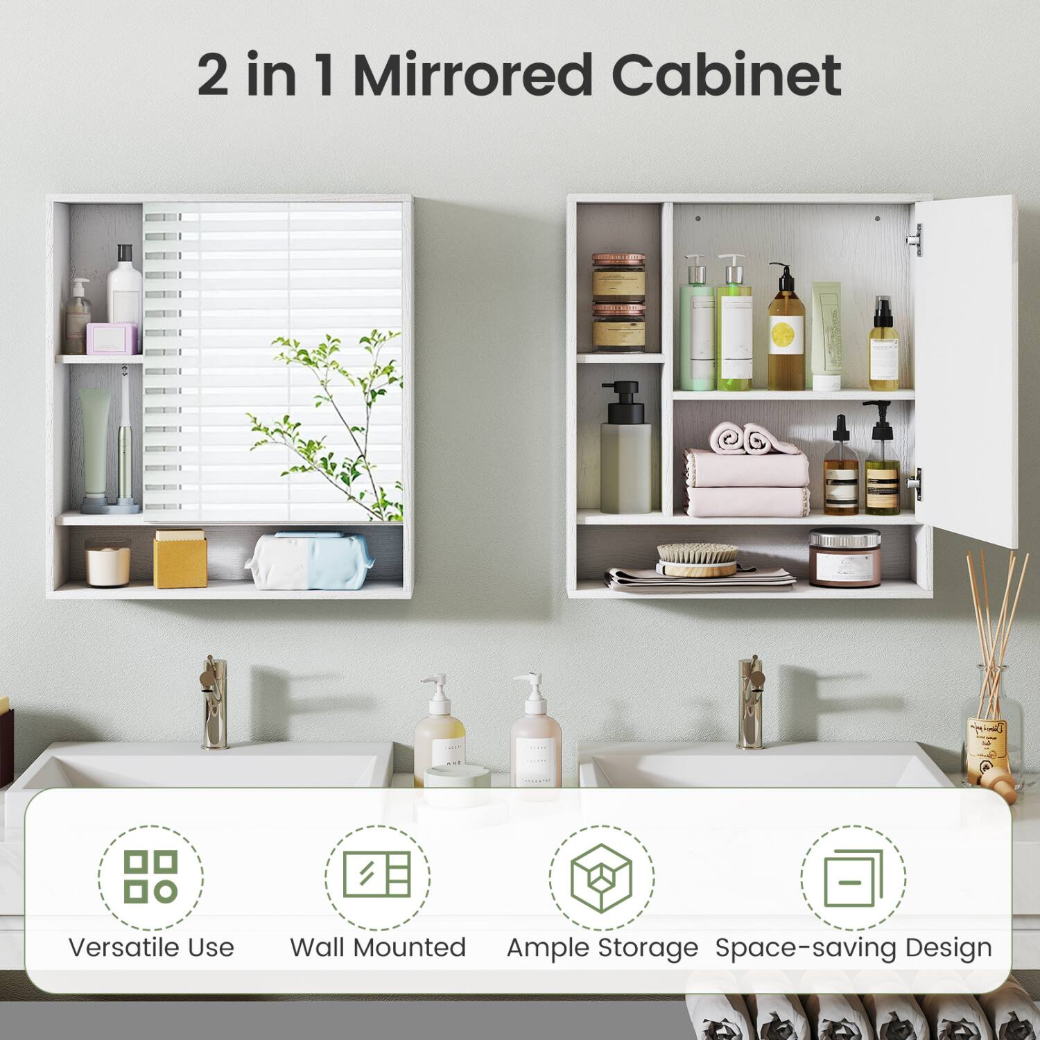 2 in 1 Mirrored Cabinet

Demigle

() (100%)
00

Versatile Use
Wall Mounted
Ample Storage
Space-saving Design