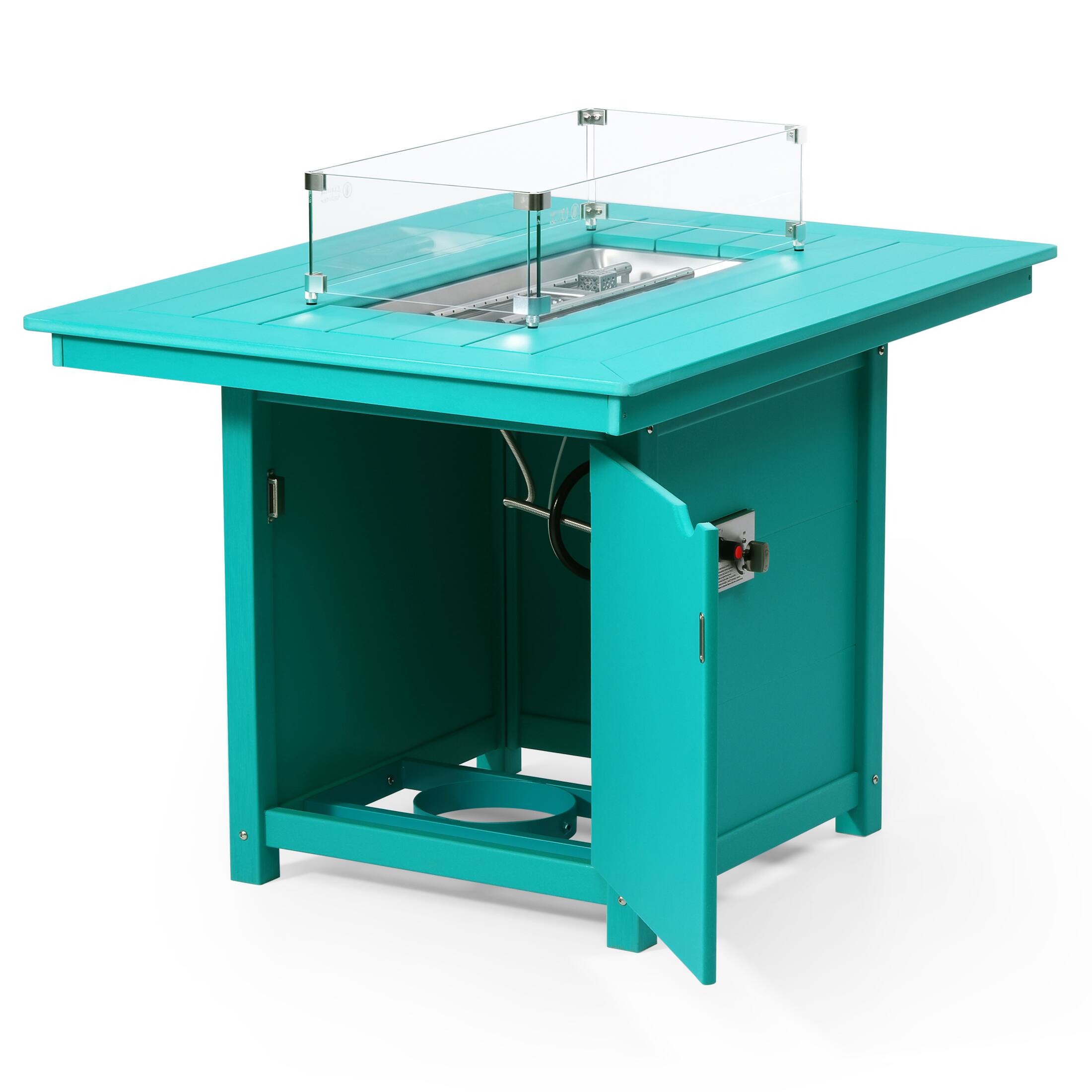 Left. WestinTrends - WestinTrends Helios 46" Modern Outdoor Patio Gas Propane Rectangular Fire Pit Table - Turquoise.