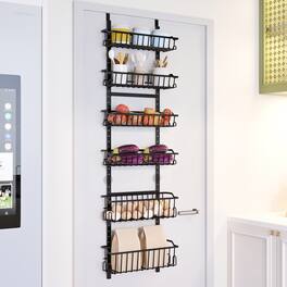 GARVEE - Over The Door Pantry Organizer, Hanging Door Organizer with Adjustable Detachable Basket, Suction Cups,Black - Black