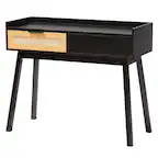 Front. Baxton Studio - Kalani Mid-Century Modern and Finished Wood 2-Drawer Console Table - Dark Brown /Natural Brown.