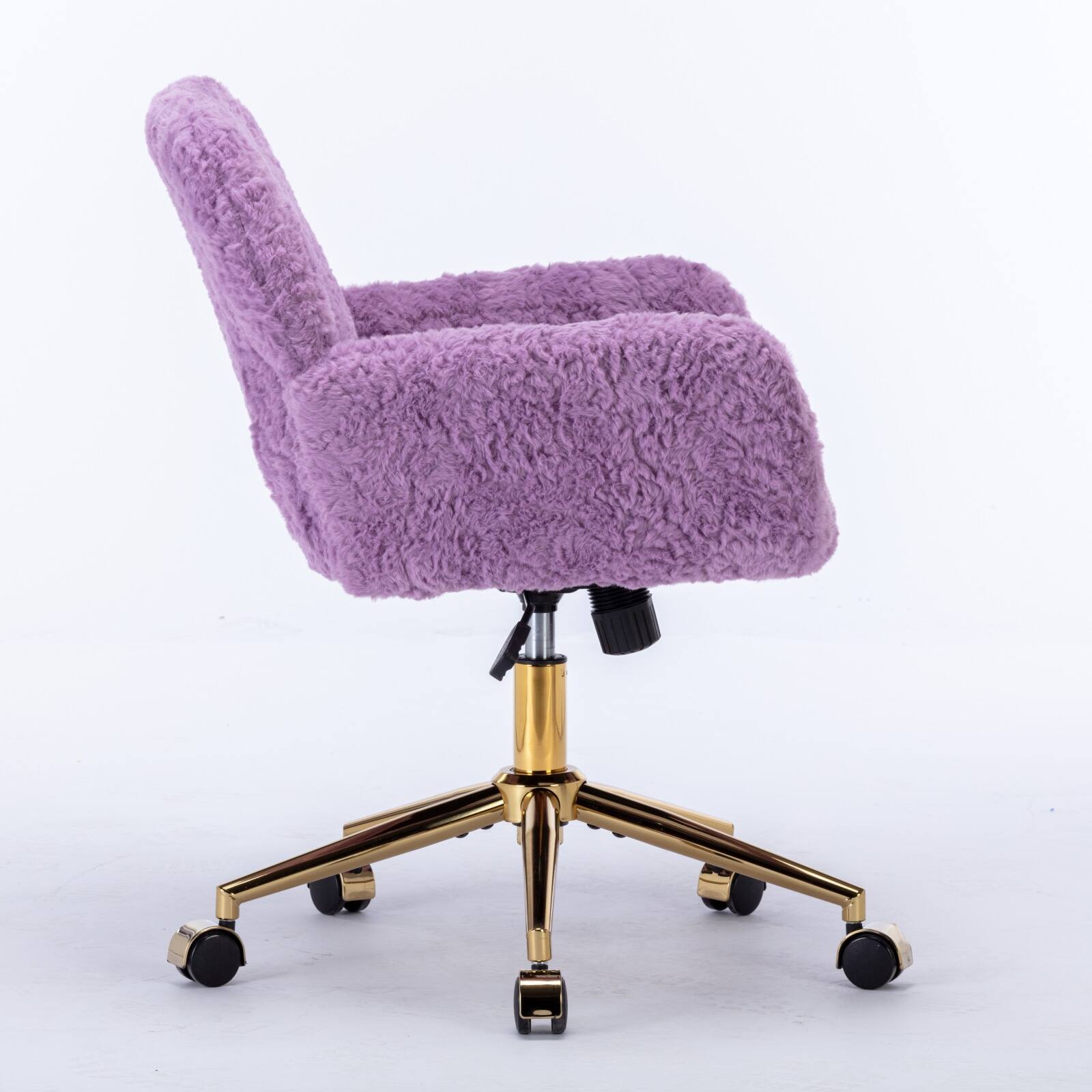 Alt View 2. GOODSILO - Premium Adjustable Swivel Office Chair with Golden Metal Base and Plush Velvet Upholstery for Home or Office Use - Violet.