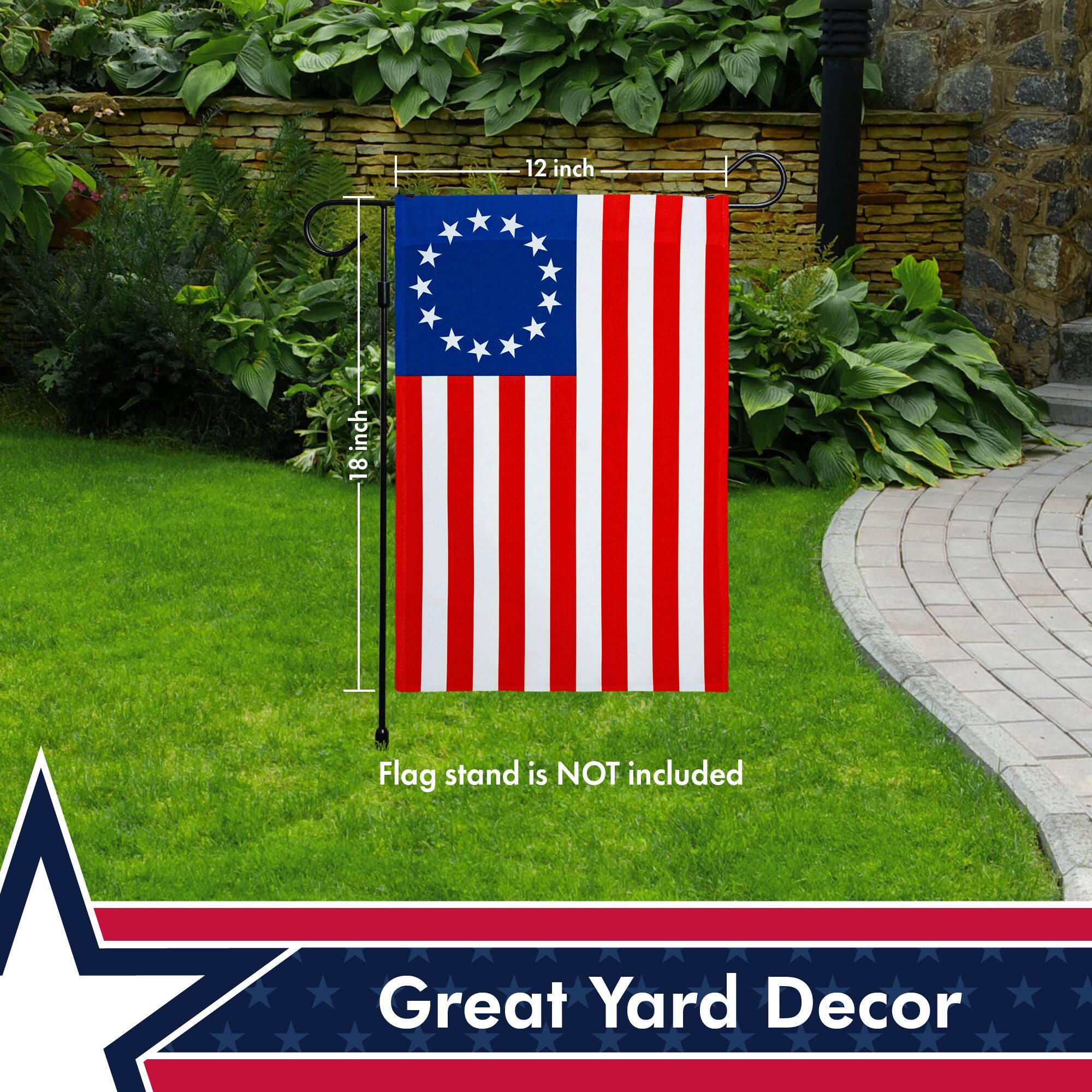 12 inch  
18 inch  
Flag stand is NOT included  
Great Yard Decor