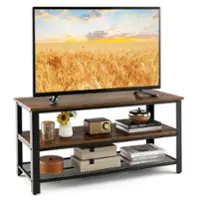 Costway - Industrial TV Stand Media Center for TVs up to 50 inch - Rustic Brown/Black - Front_Zoom