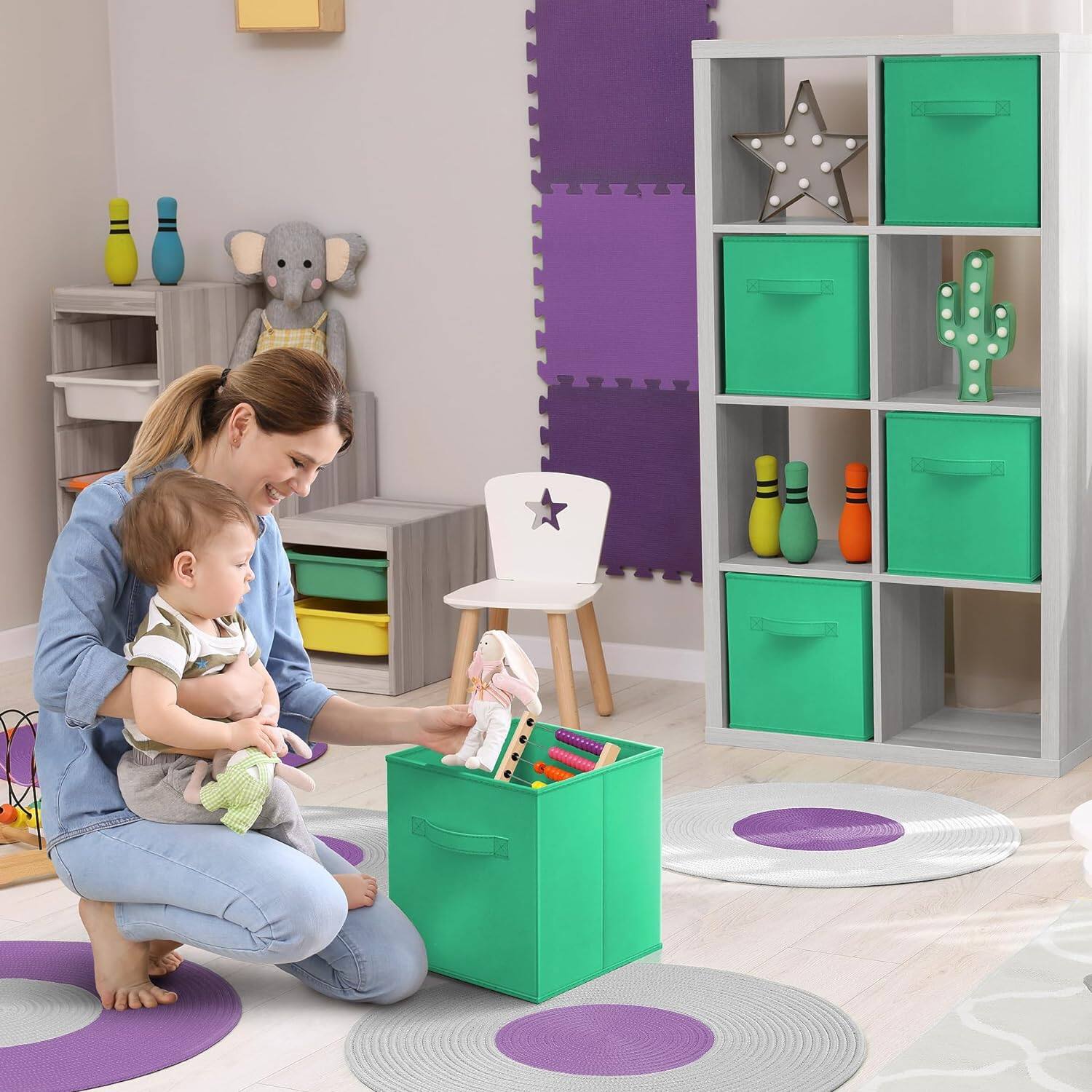 Alt View 1. Sorbus - Sorbus 1- Piece 11-Inch Foldable Storage Bins with Handle for Home, Bathroom and More, Cube Basket Organizers - Teal.