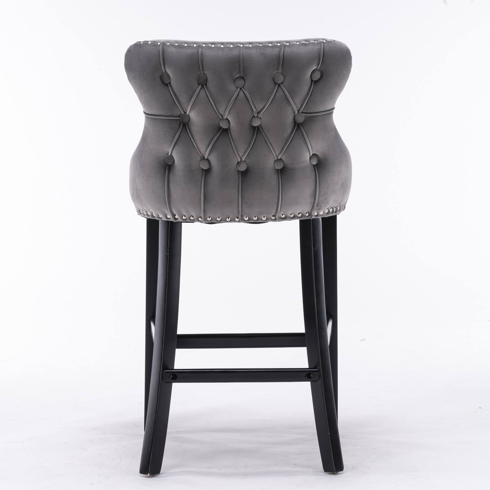 Alt View 2. SlickBlue - Upholstered Wingback Barstools Button-Tufted Counter Chairs with Wooden Legs for Kitchen & Bar - Grey.