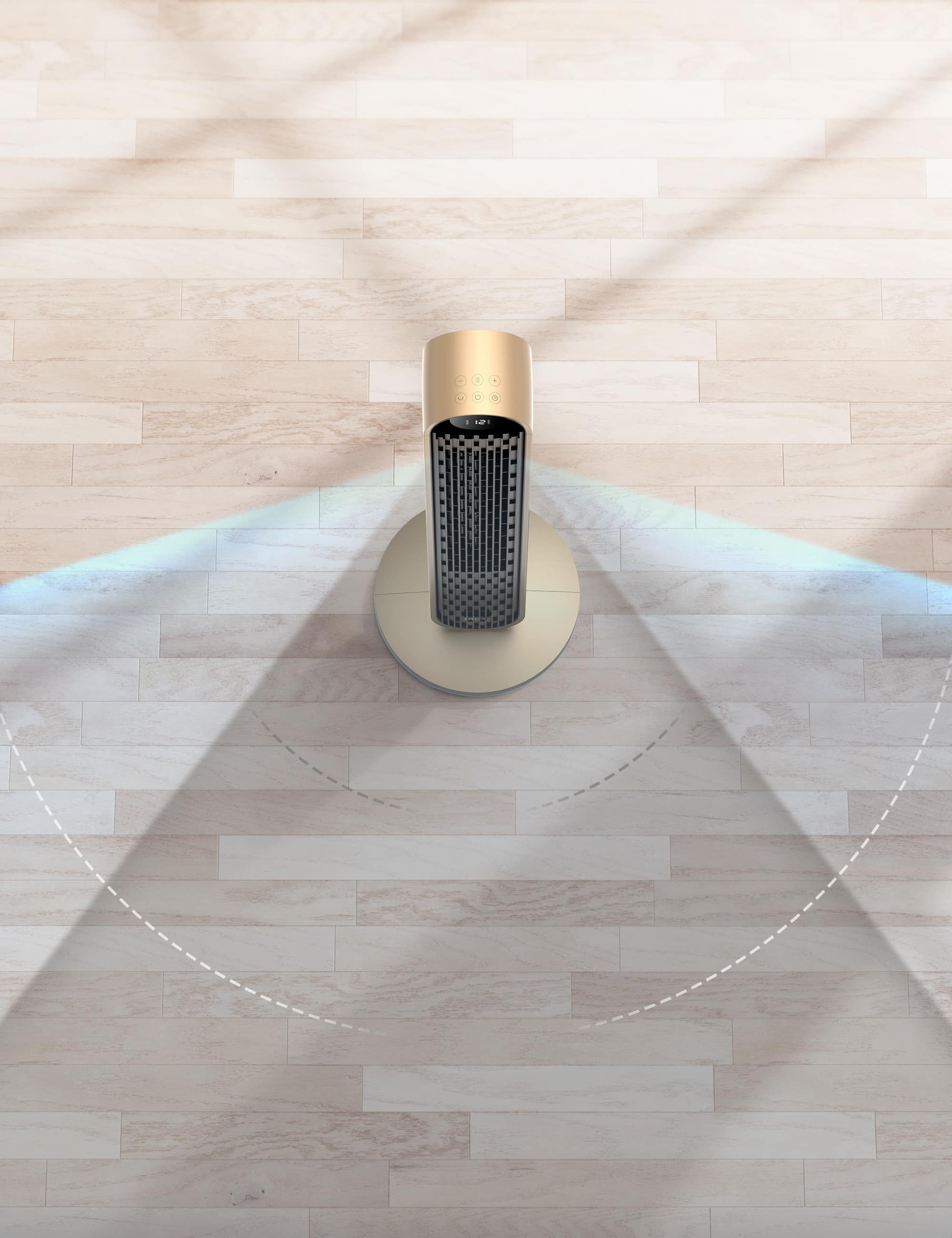 Alt View Zoom 15. Dreo - 120°Oscillating Bladeless Fan for Bedroom, 25dB Quiet DC Motor, Standing Fan with Remote, 12 Hyper Wind Speeds - Gold.