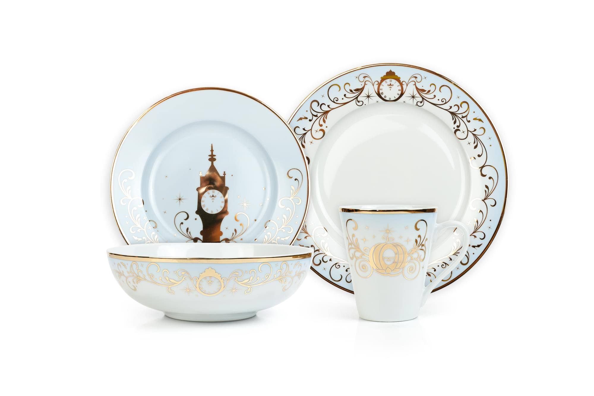 Alt View 1. Ukonic - Disney Princess 16-Piece Dinnerware Set | Cinderella, Jasmine, Ariel, Belle - White.
