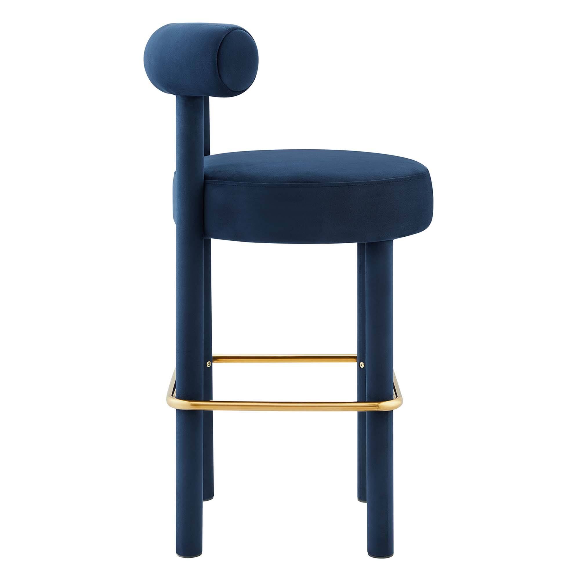 Back. Modway - Toulouse Performance Velvet Bar Stool by Modway - Yellow.