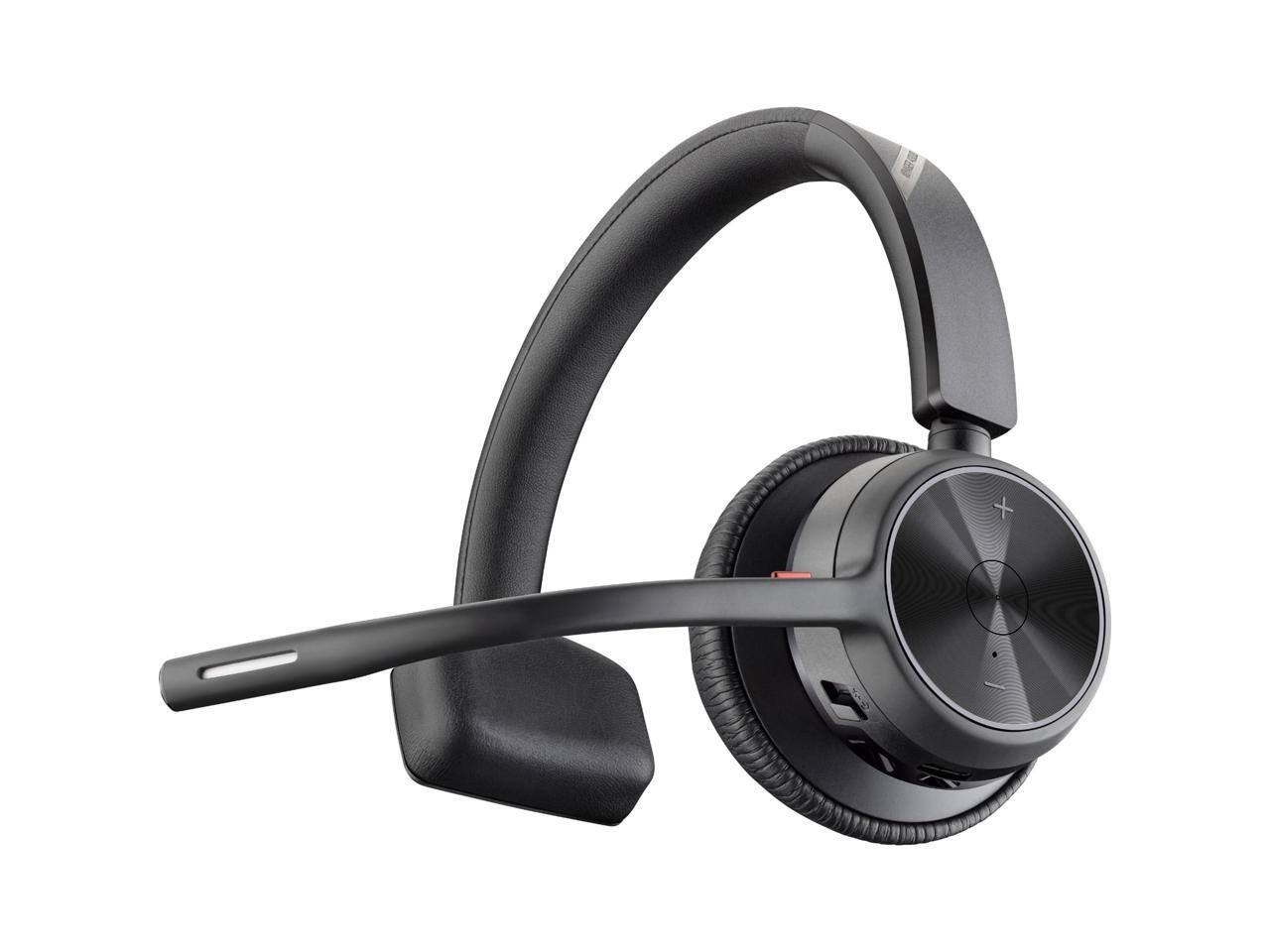 Alt View 2. HP - HP Poly Voyager 4310 USB-A Headset with Siri & Google Assistant, Mono, Wired/Wireless Bluetooth, 298.6 ft, Model 76U48AA - Black.