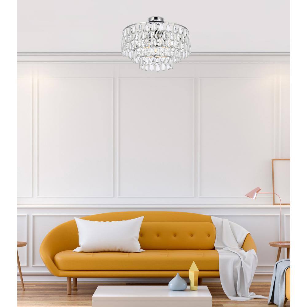 Angle. Elegant Lighting - Mila 20 inch flush mount in chrome - Chrome.
