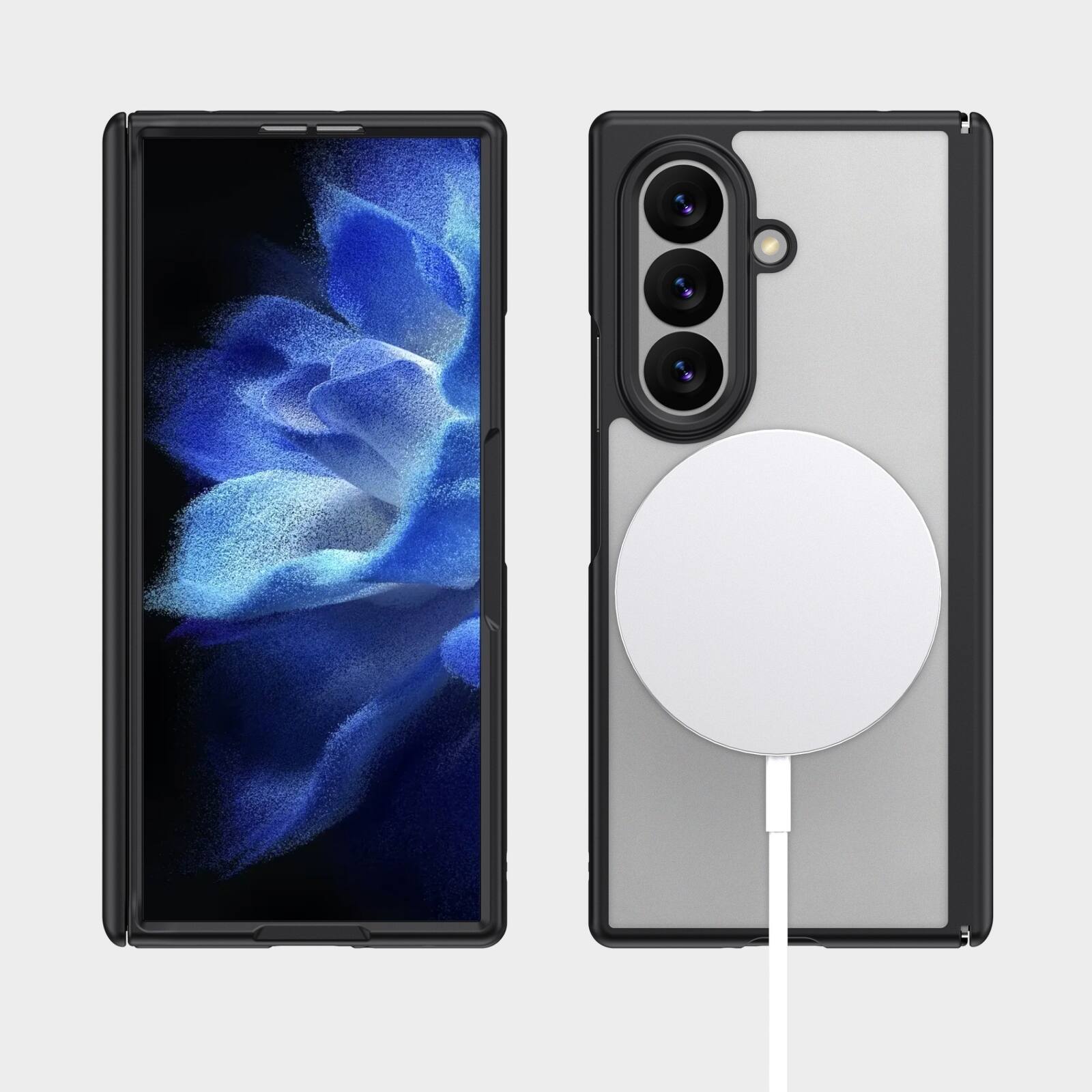Back. Dteck - Shockproof Phone Case for Samsung Galaxy Z Fold8 Ultra Built in Screen Film, Magnetic Cover with Full Hinge Protection - Black.