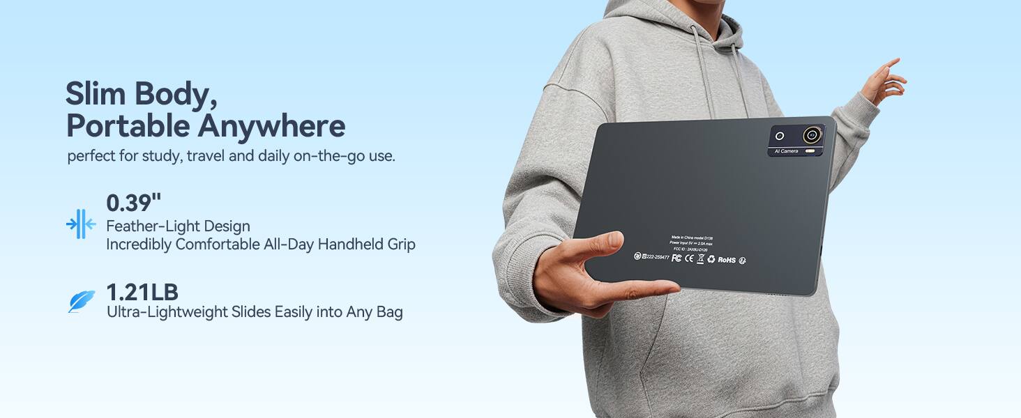 Slim Body, Portable Anywhere perfect for study, travel and daily on-the-go use. A Camera 0.39" Feather-Light Design Incredibly Comfortable All-Day Handheld Grip. 1.21LB Ultra-Lightweight Slides Easily into Any Bag.